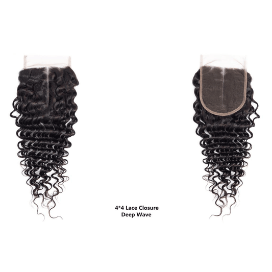 4x4 HD LACE LACE CLOSURE DEEP WAVE Natural Black Colour (1B)
